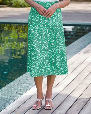 Green Cotton Mix Pull On Skirt